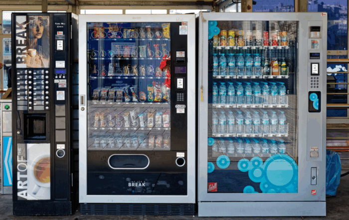 Boost Vending machines revenue with equipped with cashless payment readers for snacks, drinks, and coffee, showing an upgraded setup for modern vending operations.